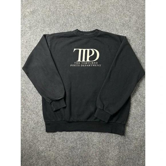 Womens Graphic Taylor Swift The Tortured Poets Department Black Crewneck, Size L - Picture 2 of 7